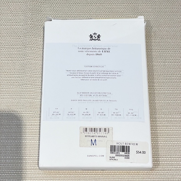 New in box SUNSPEL men stretch boxer underwear white super cotton size M - Picture 2 of 4